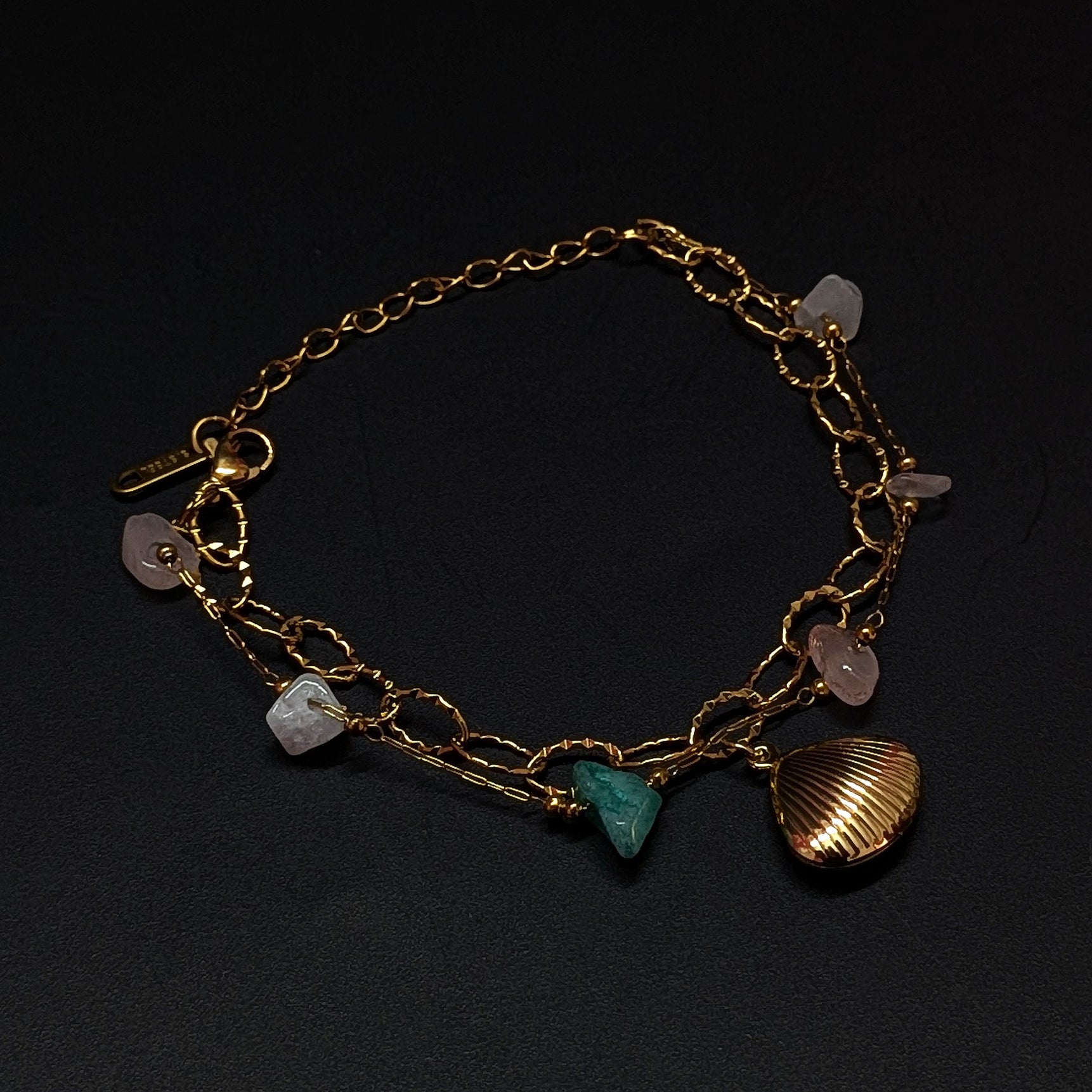 Gold Shell Boho Beach Stone Bracelet