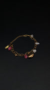 Gold Shell Boho Beach Pink Stone Bracelet