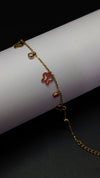 Gold Butterfly Enamel Adjustable Chain Charm Bracelet