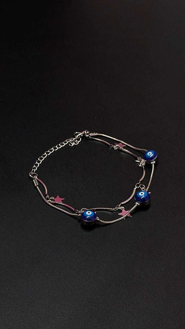 Evil Eye Charm Bracelet with Stars – Silver Protection Jewelry