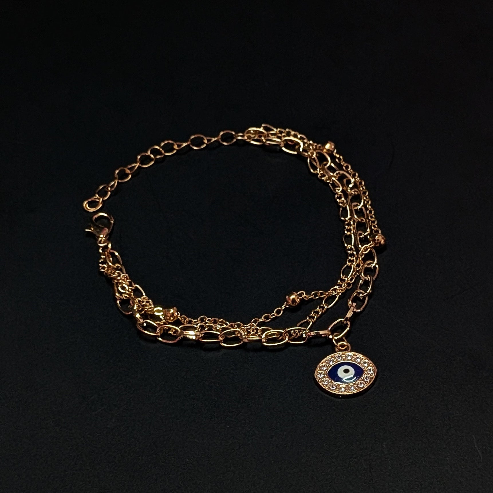 Gold Evil Eye Chain Bracelet – Layered Protection Jewelry
