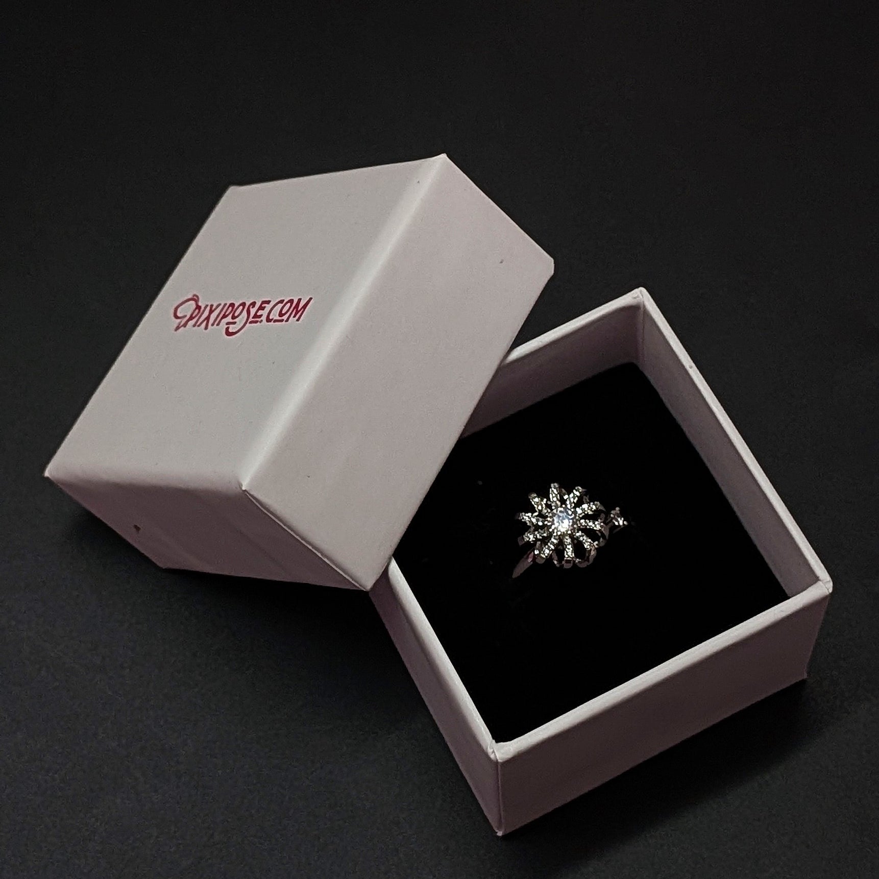 Silver Sparkling Crystal Whirl Spin Ring