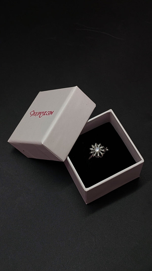 Silver Sparkling Crystal Whirl Spin Ring