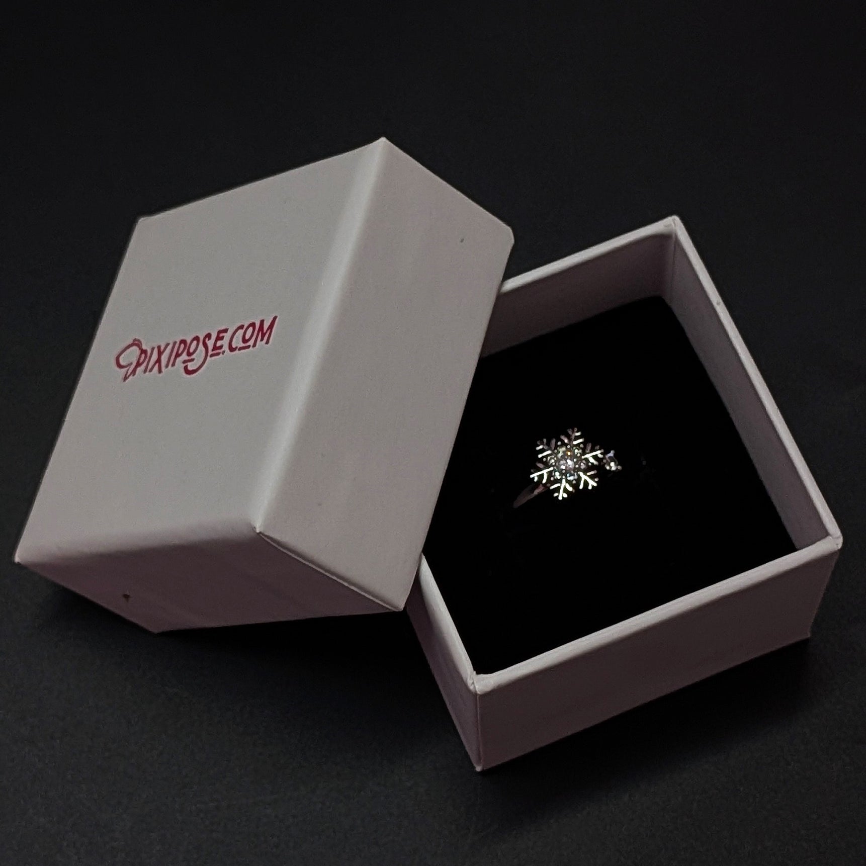 Silver Crystal Snowflake Spin Ring