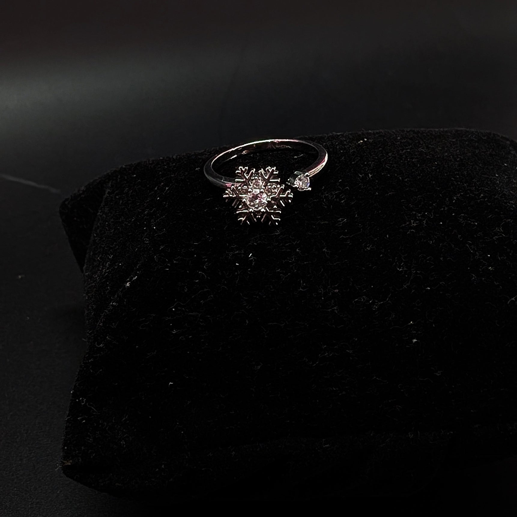 Silver Crystal Snowflake Spin Ring