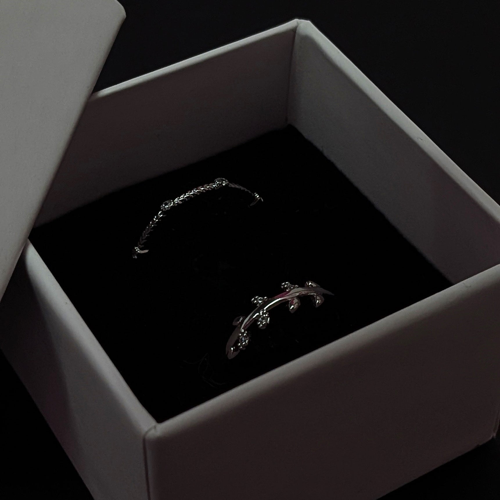 Minimal Silver Adjustable Couple Rings