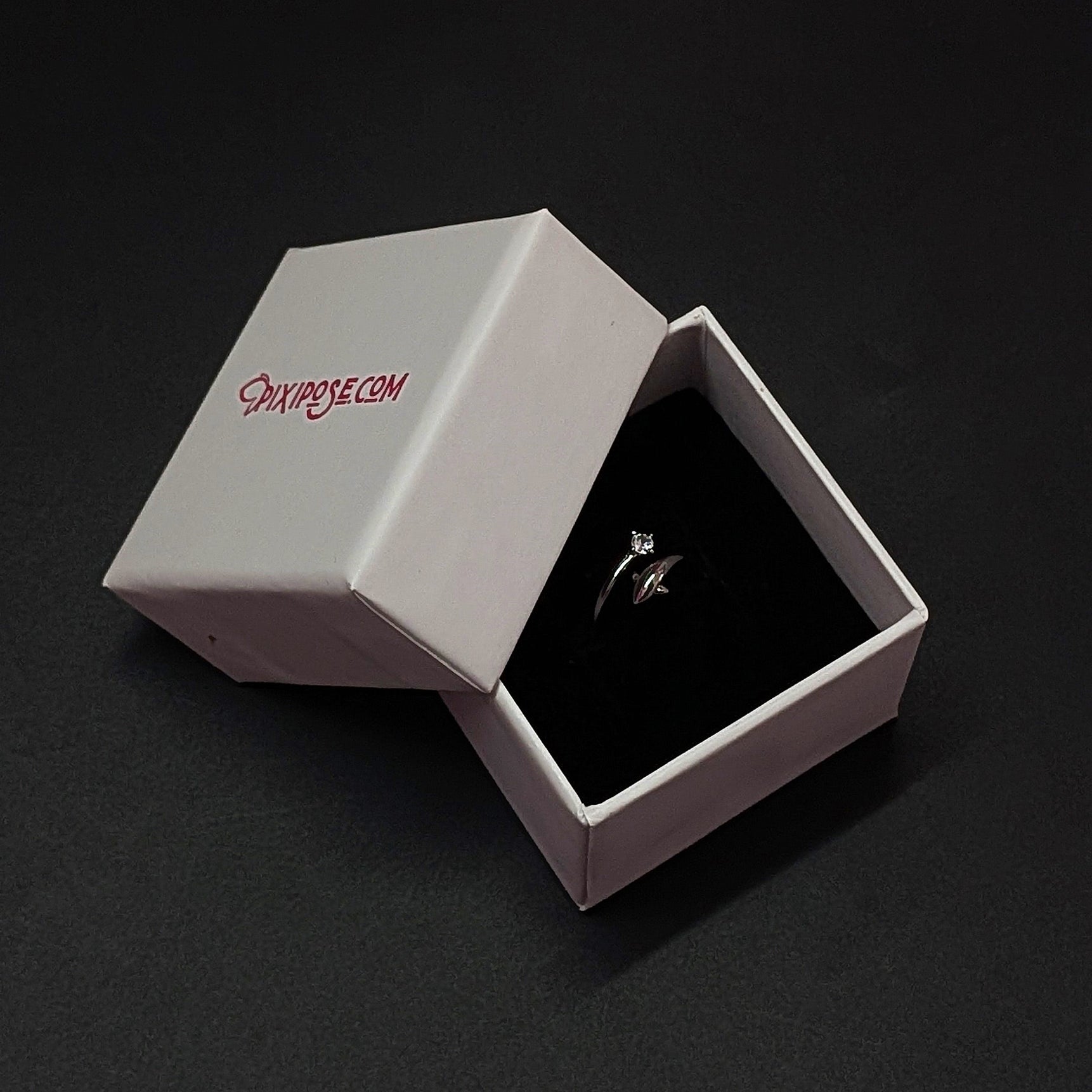 Silver Dolphin Ring with Crystal Accent