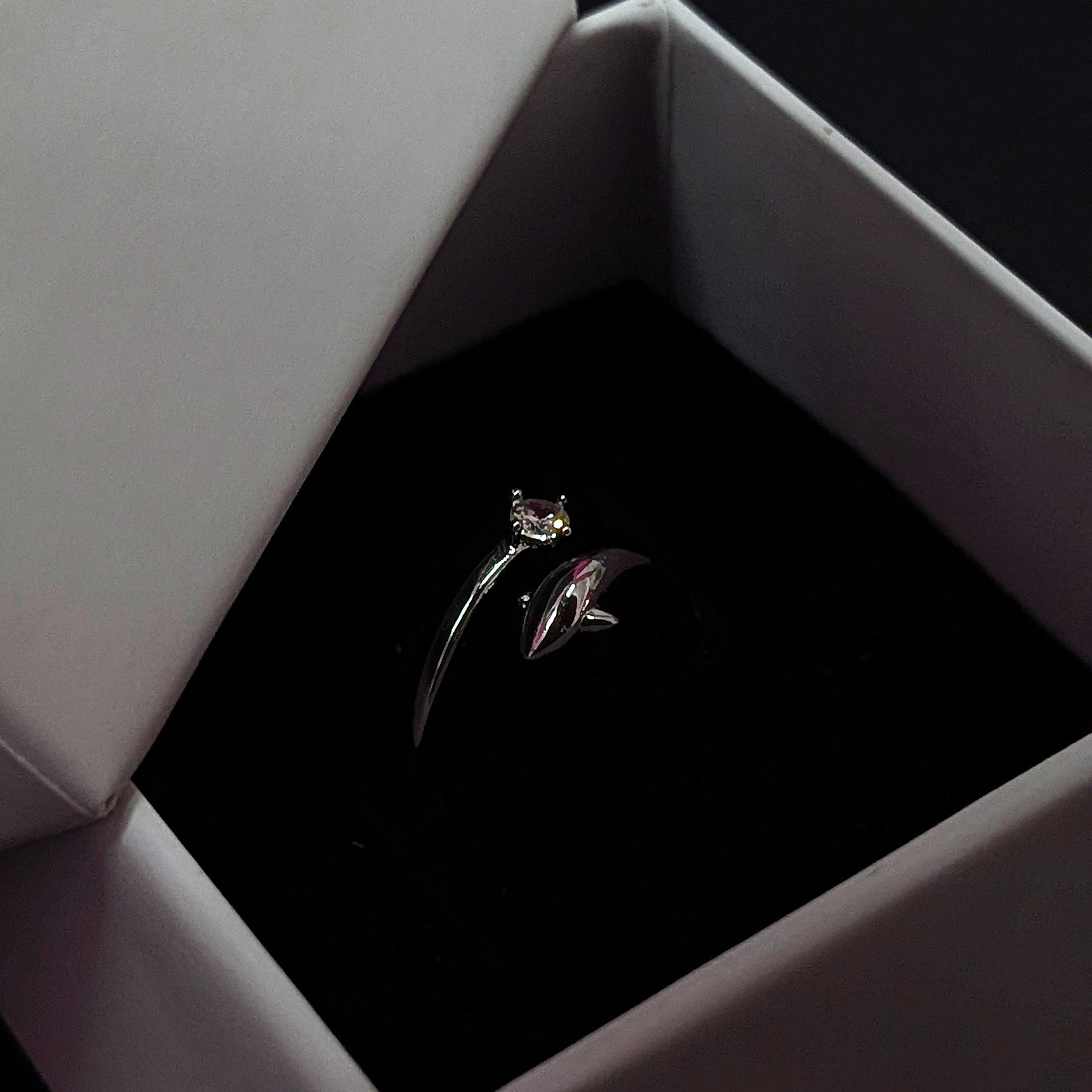 Silver Dolphin Ring with Crystal Accent