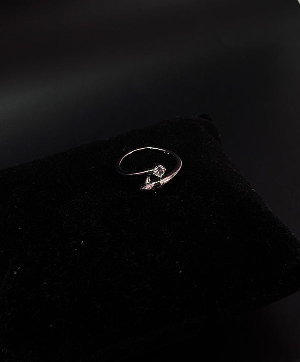 Silver Dolphin Ring with Crystal Accent
