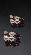 Ethnic Kundan Mirror Jhumka with Purple Beads