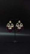 Ethnic Kundan Mirror Jhumka with Purple Beads