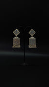 Oxidised Silver Sparkling Ethnic Dangler Earrings