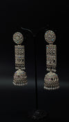Oxidised Silver Ethnic LongSparkling Jhumka Earrings