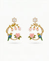 Pastel Floral Hoop Earrings Cute Dainty Gold Earrings