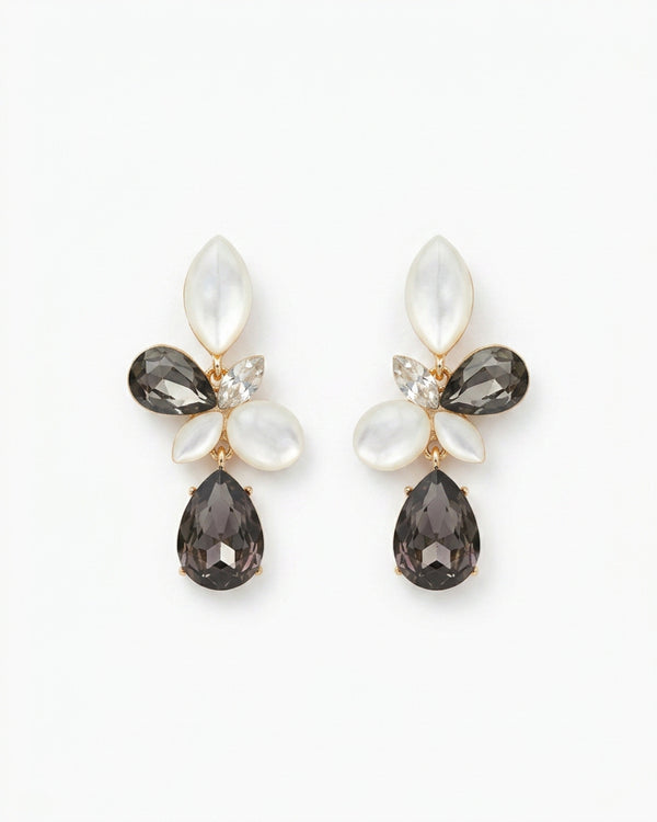 Elegant Black & White Teardrop Earrings