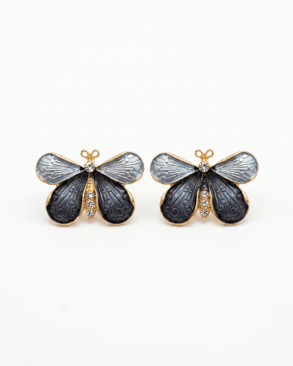 Grey Butterfly Enamel Stud Earrings