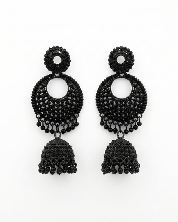 Black Jhumka Earrings for Women – Traditional Stud Danglers