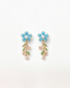 Blue Floral Enamel Dangler Earrings