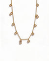 Crystal Drop Gold Finish Charm Necklace