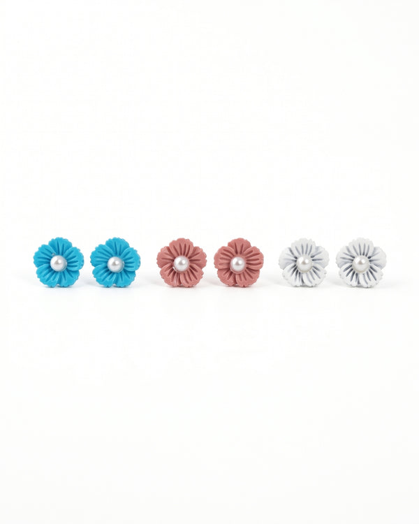 Multicolor Blossom Studs Combo Set