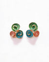 Colorful Swirl Stud Earrings for Women – Trendy Green, Blue & Pink Enamel Jewelry