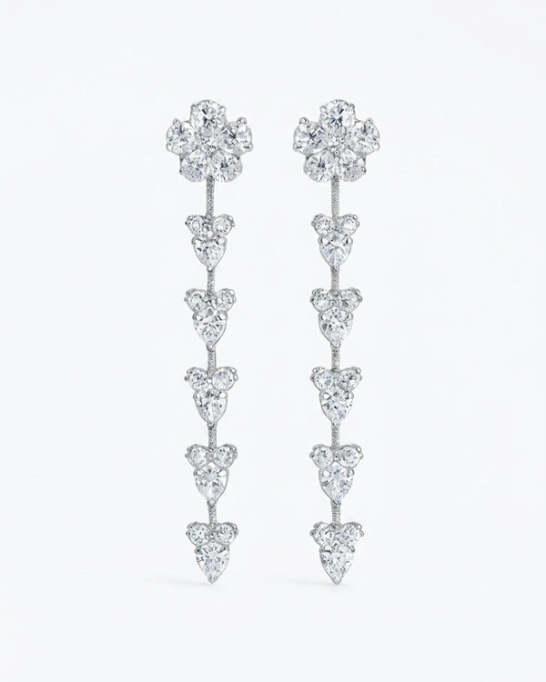 Dreamy White crystal Floral Bloom Danglers – Elegant Floral Dangler