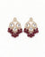 Ethnic Kundan Mirror Red Wine Beads Earrings