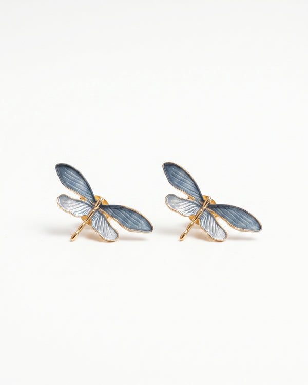 Dragonfly Enamel Stud Earrings – Elegant Nature-Inspired Design