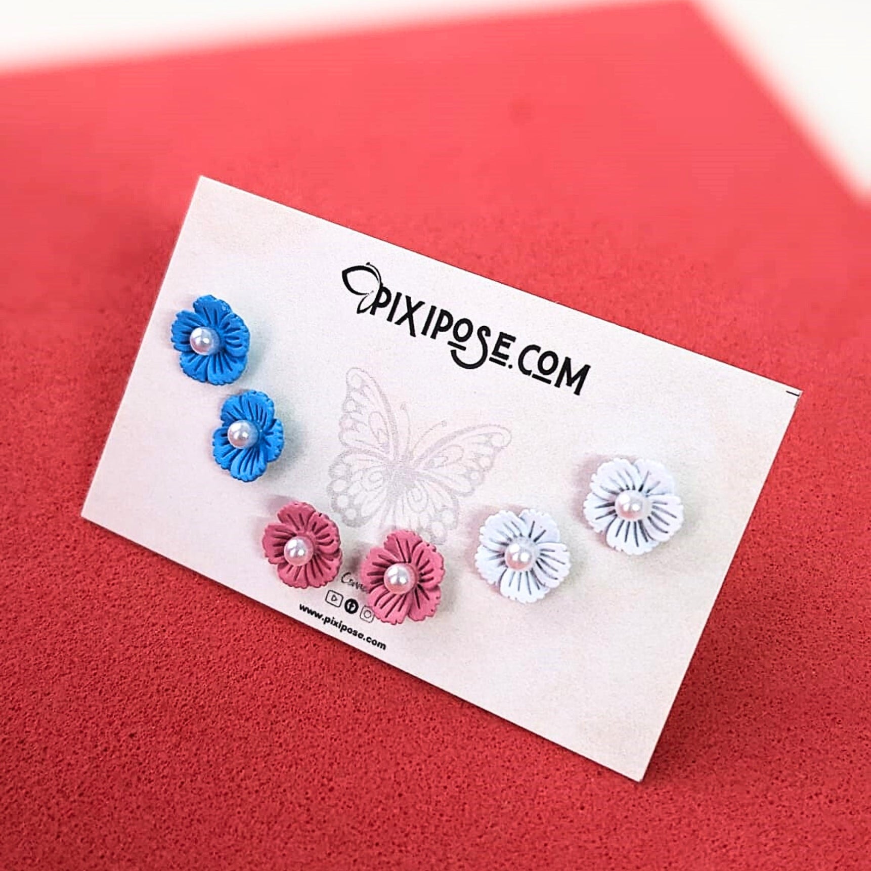 Multicolor Blossom Studs Combo Set