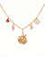 Golden Seashell Charm Necklace with Watermelon & Starfish Accents