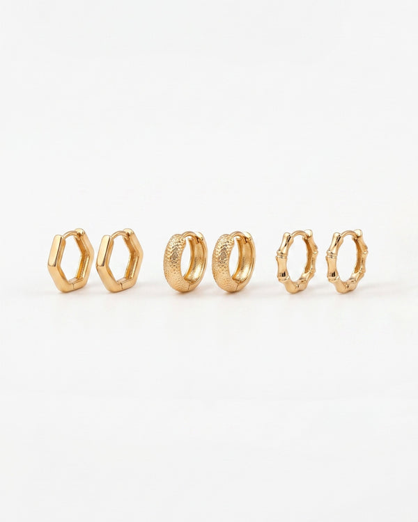 Golden Bobby Hoops Combo Set