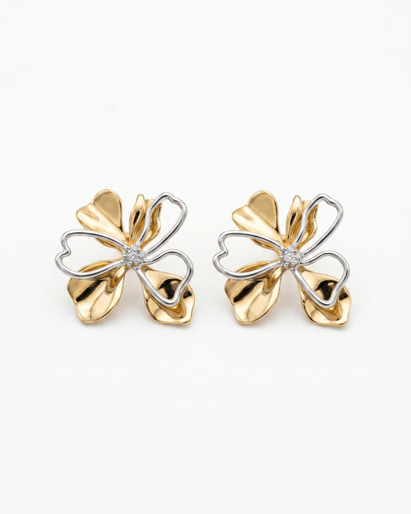 Golden Flower Stud Earrings