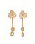 Elegant White Floral Drop Earrings with Golden Dangles
