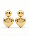Glossy Gold Heart Drop Earrings