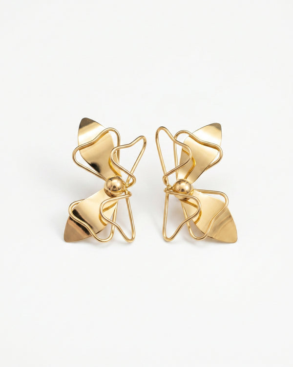 Gold butterfly wings earrings
