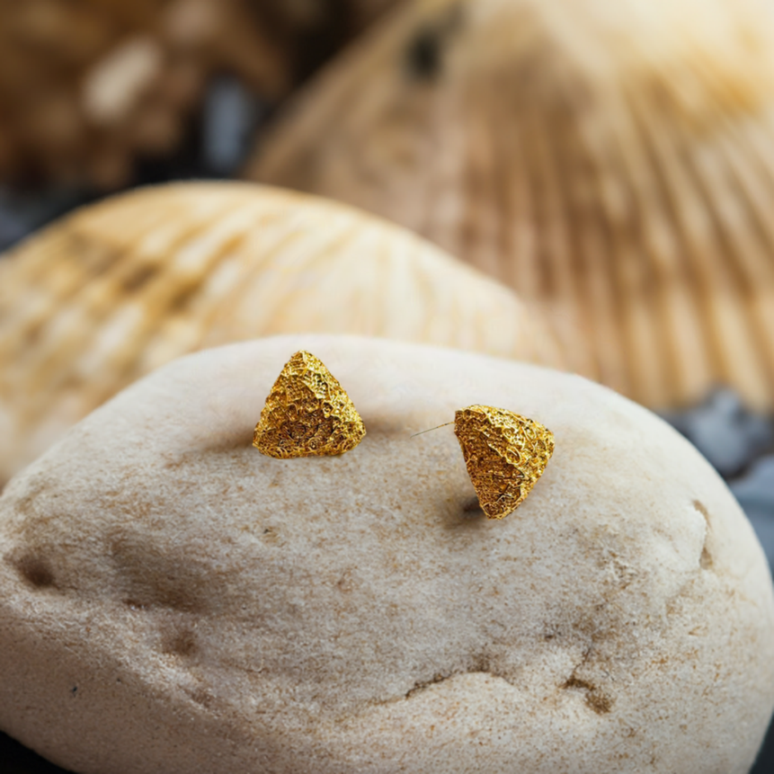 Golden Plated Triangle Studs Earrings