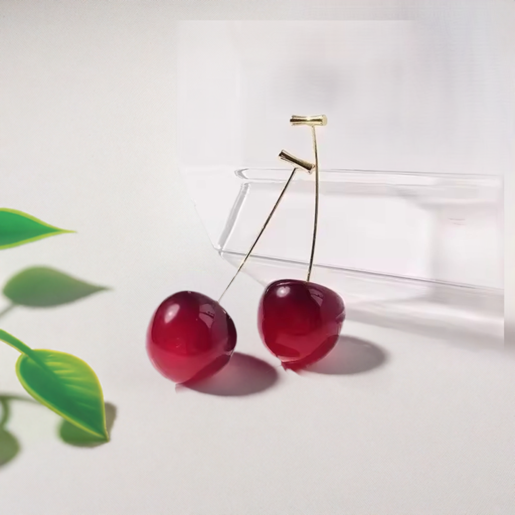 Cherry Love Enamel Charm Earrings