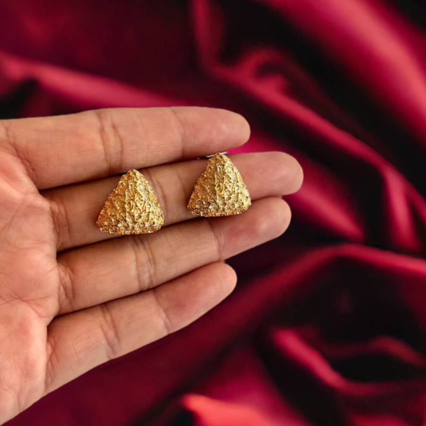 Golden Plated Triangle Studs Earrings