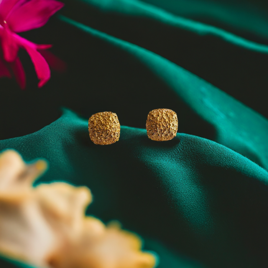 Gold Plated Square Studs Earrings