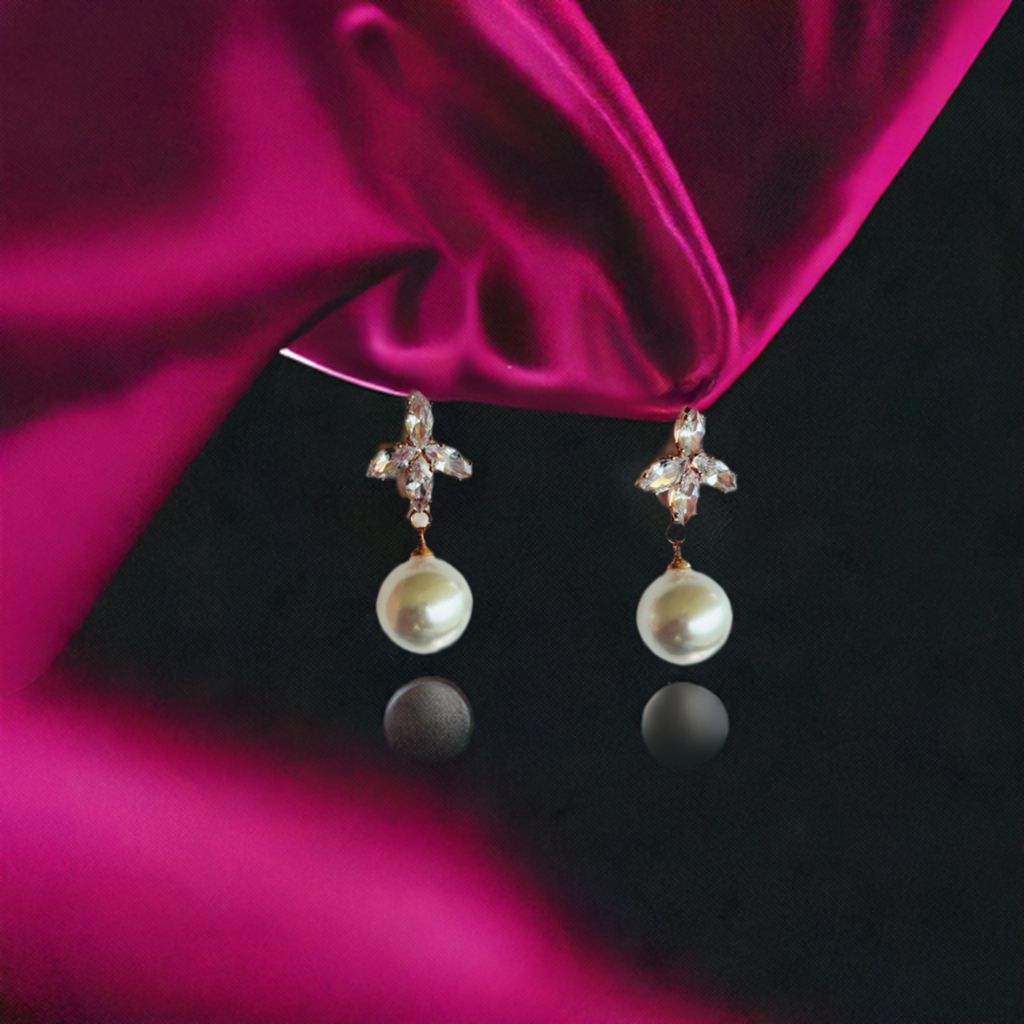 Elegant Rosegold Pearl Drop Earrings