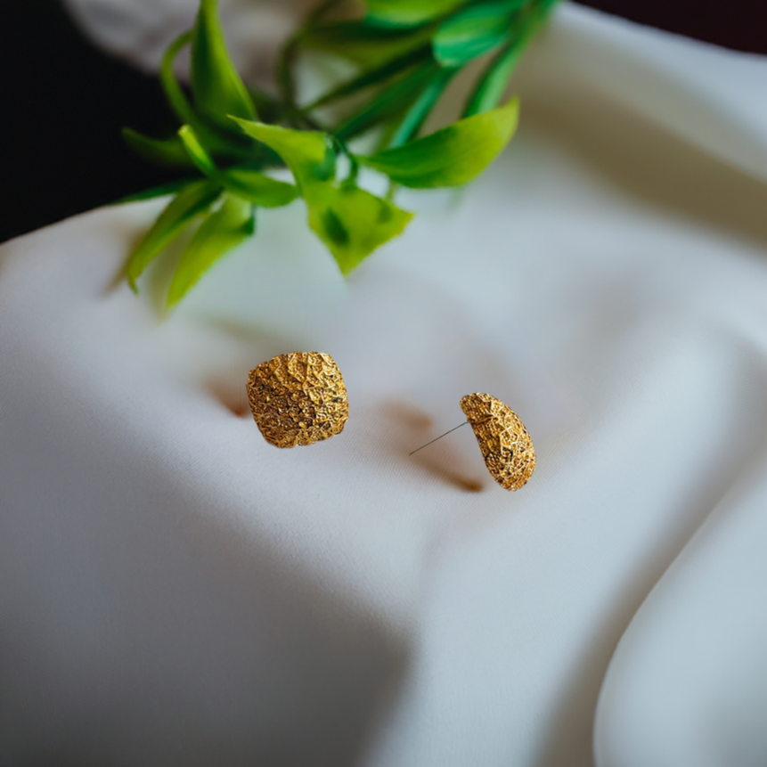 Gold Plated Square Studs Earrings