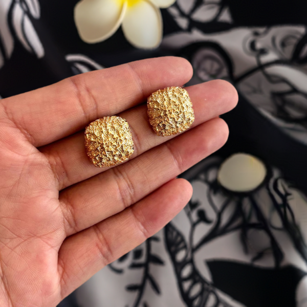 Gold Plated Square Studs Earrings