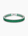 Elegant Emerald Green Tennis Bracelet with Silver Detailing