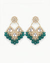 Green Mirror Chandelier Earrings