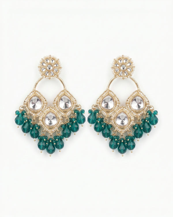 Green Mirror Chandelier Earrings