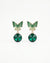 Green Butterfly Stud Earrings with Emerald Crystal Drops