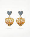 Grey Crystal Heart Earrings