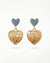 Grey Crystal Heart Earrings