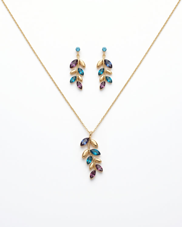 Elegant Leaf Pendant Set with Danglers