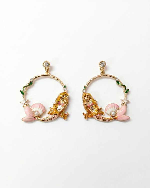 Mermaid Hoop Pink Ocean Inspired Earrings